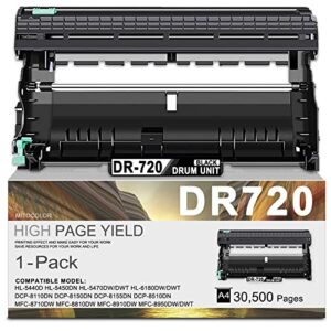 molimer dr720 dr-720 drum unit compatible replacement for brother dr-720 drum dcp-8155dn dcp-8150dn mfc-8950dw mfc-8710dw mfc-8910dw hl-6180dw hl-5450dn hl-5470dw printer, 1 black
