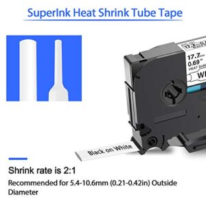 SuperInk 4 Pack Compatible for Brother HSe-241 HSe241 HS-241 HS241 Black on White Heat Shrink Tube Label Tape use in PT-D400 PT-D600 PT-E300 PT-E500 PT-P750WVP Printer (0.69''x 4.92ft, 17.7mm x 1.5m)