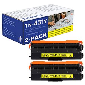 indi 2-pack yellow tn431y tn-431y toner cartridge compatible tn431 tn-431 replacement for brother dcp-l8410cdw mfc-l8900cdw l9570cdwt l8610cdw hl-l8360cdw l9310cdwt l9310cdw l9310cdwtt printer.