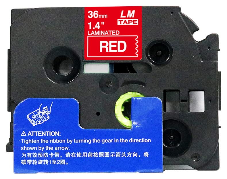 LM Tapes - Premium 1.5" (36mm) White on Red Compatible TZe P-Touch Tape for use with Brother PT-P910BT, PTP910BT, PT-P910, PTP910 Cube Label Maker Includes Tape Size/Color Guide.