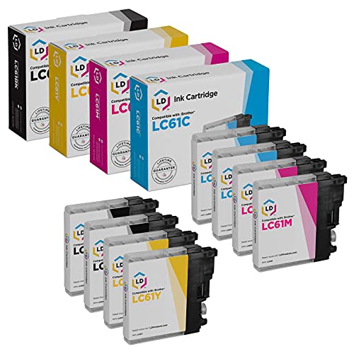 LD Compatible Ink Cartridge Replacement for Brother LC61 Series (2 Black, 2 Cyan, 2 Magenta, 2 Yellow, 8-Pack)