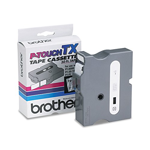 Brother P-Touch TX1551 TX Tape Cartridge for PT-8000, PT-PC, PT-30/35, 1"w, White on Clear