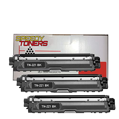 Speedy Toner Compatible Toner Cartridges TN221/TN225 use for Brother MFC-9130 MFC-9130CW Replaces Part # TN-221BK- (3 Pack Black)