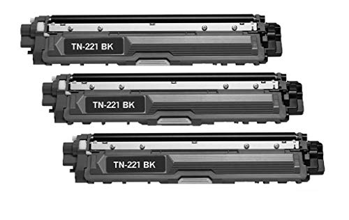 Speedy Toner Compatible Toner Cartridges TN221/TN225 use for Brother MFC-9130 MFC-9130CW Replaces Part # TN-221BK- (3 Pack Black)