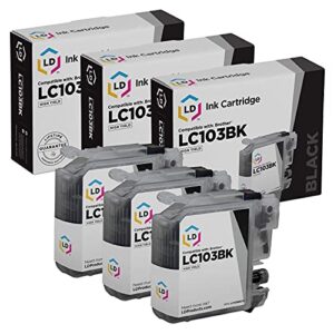 ld products compatible ink cartridge replacement for brother lc103 lc103bk high yield (black, 3-pack) for mfc j245, j285dw, j450dw, j470dw, j475dw, j650dw, j6720dw, j6920dw, j870dw, j875dw, dcp-j152w