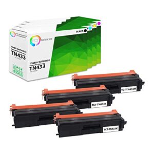 tct premium compatible toner cartridge replacement for brother tn-433 tn433bk tn433c tn433m tn433y high yield works with brother hl-l8260cdw l8360cdw mfc-l8610cdw printers (b, c, m, y) – 4 pack