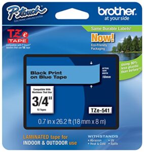genuine brother 3/4″ (18mm) black on blue tze p-touch tape for brother pt-1890, pt1890 label maker