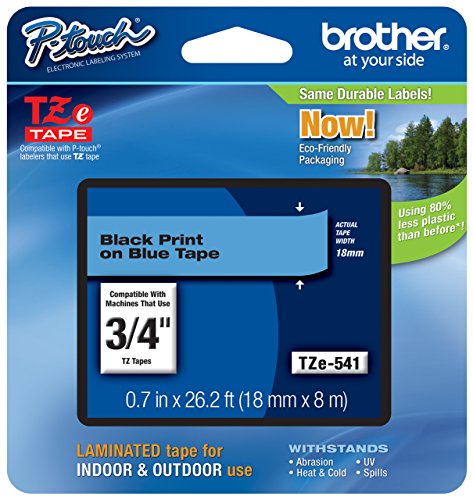 Genuine Brother 3/4" (18mm) Black on Blue TZe P-Touch Tape for Brother PT-1890, PT1890 Label Maker