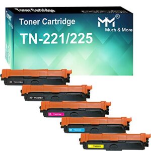 mm much & more compatible toner cartridge replacement for brother tn-221 tn-225 tn221 tn225 use with hl-3140cw hl-3170cdw hl-3180cdw mfc-9130cw mfc-9330cdw mfc-9340cdw printer (5-pack, 2x b+c+m+y)