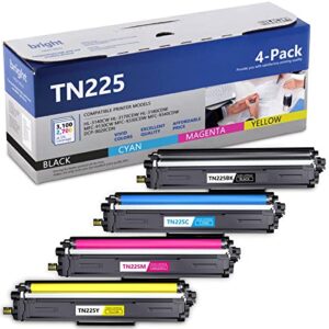 alumuink compatible tn225 toner cartridges high yield replacement for brother tn225bk, tn225c, tn225m, tn225y black, cyan, magenta and yellow toner cartridge (4-pack)