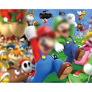 7X5FT Super Brothers Backdrop Birthday Decoration Cartoon Video Game Super Bros Fans Party Supplies for Kids Family Cake Table Photo Props