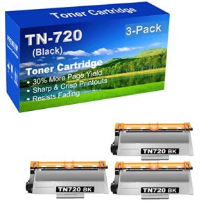 3-pack compatible high capacity tn720 toner cartridge use for brother dcp-8110dn dcp-8150dn dcp-8155dn printer (black)
