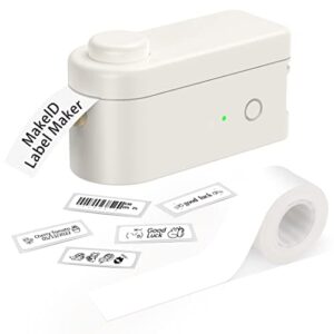 makeid label maker machine with tape – portable & rechargeable label makers with built-in cutter.63″ waterproof tape – wireless label printer compatible with android & ios devices – white