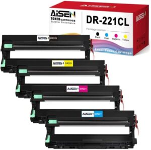 aisen (no toner) compatible drum unit replacement for brother dr221 dr221cl dr-221cl drum unit used in brother hl-3140cw hl-3170cdw hl-3180cdw hl-3150cdn mfc-9130cw mfc-9330cdw printer (4 pack)