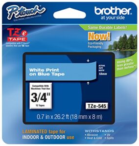 genuine brother 3/4″ (18mm) white on blue tze p-touch tape for brother pt-330, pt330 label maker