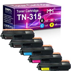 mm much & more compatible toner cartridge replacement for brother tn-310 tn-315 tn315 tn315h for hl-4150cdn 4570cdwt 4570cdw mfc-9970cdn 9460cdn 9560cdn 9970cdw (2 black, cyan, magenta, yellow) 5-pack