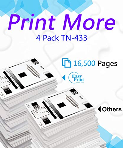 (4-Pack, BK+C+M+Y) Compatible TN-433 TN433BK TN433C TN433M TN433Y TN433 Toner Cartridge Used for Brother HL8260CDN L8360CDWT L9310CDW MFC-L8690CDW L8610CDW L9570CDW(T) Printer, by EasyPrint