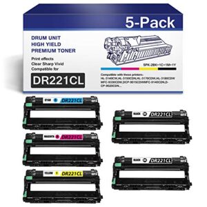 (2black+1cyan+1yellow+1magenta) dr221cl drum unit compatible for brother dr-221cl drum cartridge hl-3140cw 3150cdn mfc-9130cw 9140cdn dcp-9015cdw 9020cdn printer (5,pack).
