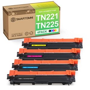 s smartomni tn221 tn225 compatible toner cartridges replacement for brother tn-221 tn-225 for use with brother hl3140cw hl 3170cdw hl-3172cdw hl3180cdw mfc9130cw mfc9330cdw mfc-9340cw(kcmy,4 pack)