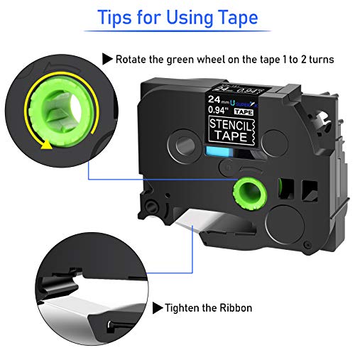 SuperInk 5 Pack Compatible for Brother P-Touch STE Label Tape STe-151 ST-151 STe151 ST151 Black on Clear Mobile Stencil Tape for Label Printer PT-P900W PT-E500 PT-D600 (1"x 9.8'',24mm x3m)