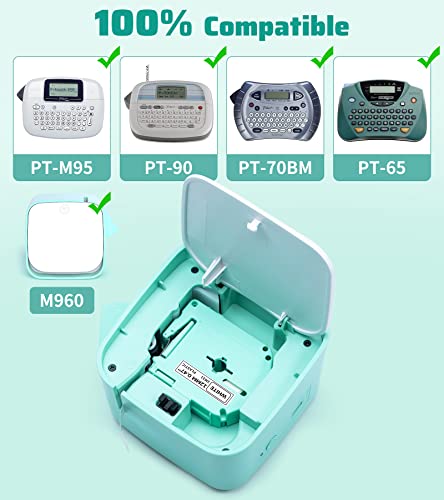 Vixic 3M21 Label Tape Replacement for Brother P Touch M Tape M231 MK231, Compatible for Brother Ptouch PT-M95 PT-90 PT-70 PT-65 PT-85 Vixic M960 Label Makers 12mm 0.47 Inch Black on White 1 PK