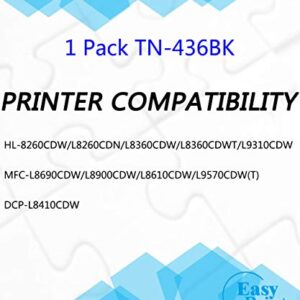 (1-Pack) Black High Yield Compatible TN436 TN-436 TN-436BK Toner Cartridge TN436BK Used for Brother HL-8260CDW L8360CDWT MFC-L8690CDW L8900CDW L8610CDW DCP-L8410CDW Printer, by EasyPrint