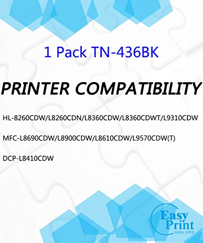 (1-Pack) Black High Yield Compatible TN436 TN-436 TN-436BK Toner Cartridge TN436BK Used for Brother HL-8260CDW L8360CDWT MFC-L8690CDW L8900CDW L8610CDW DCP-L8410CDW Printer, by EasyPrint