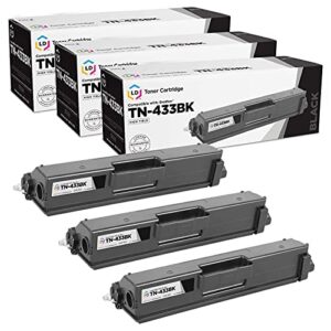 ld products compatible toner cartridge replacement for brother tn433bk high yield (black, 3-pack) for use in hl-l8260cdw, hl-l8360cdw, hl-l8360cdwt, hl-l9310cdw, mfc-l8610cdw, mfc-l9570cdwt