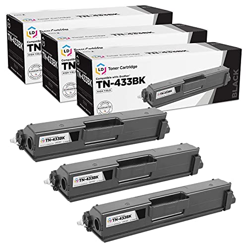 LD Products Compatible Toner Cartridge Replacement for Brother TN433BK High Yield (Black, 3-Pack) for use in HL-L8260CDW, HL-L8360CDW, HL-L8360CDWT, HL-L9310CDW, MFC-L8610CDW, MFC-L9570CDWT