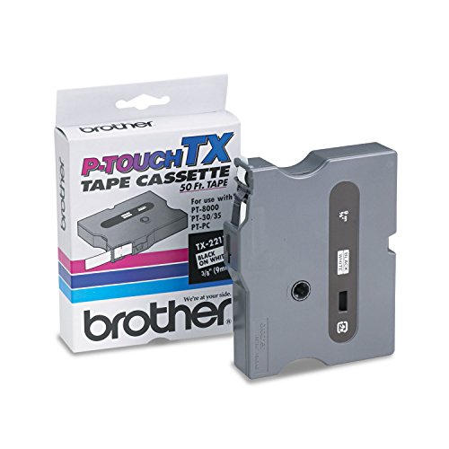 Brother P-Touch TX2211 - TX Tape Cartridge for PT-8000, PT-PC, PT-30/35, 3/8w, Black on White