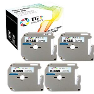 (4 pack, 9mm width) tg imaging compatible p touch mk 221 m-k221 m label tape replacement for brother p touch pt-100 pt-110 pt-45m pt-65 pt-70sp pt-80 pt-85 pt-90 label makers (black and white)