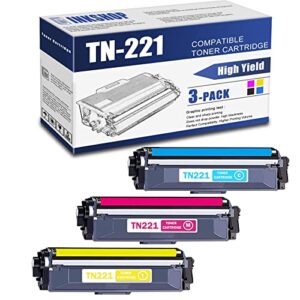 TN221 Compatible TN-221C TN-221Y TN-221M Toner Cartridge Replacement for Brother TN-221 HL-3140CW HL-3150CDN MFC-9130CW MFC-9140CDN DCP-9015CDW Toner.(1C+1Y+1M)