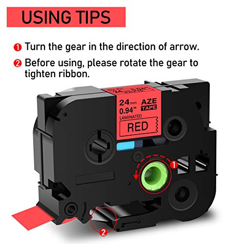 GREENCYCLE Compatible for Brother P-Touch TZe-451 TZe451 AZE Tape 24mm 0.94 Inch 1" Black on Red Laminated Label Tape for PT2730 PT9600 PTD600VP PTD800W PTH500LI PTP700 PTP710BT PTP750W, 3 Pack