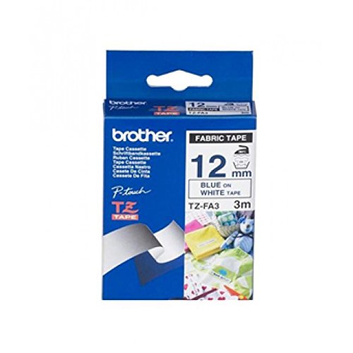 Brother TZFA3 1/2" Navy Blue on White Fabric Iron-on Tape (9.8 ft)