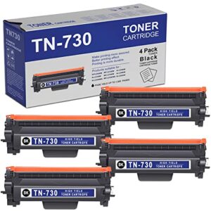 feromyink compatible toner cartridge replacement for brother tn730 tn-730 tn-760 tn760 hl-l2395dw l2350dw mfc-l2710dw l2750dw dcp-l2550dw hl-l2390dw hl-l2370dw printer cartridge (black, 4-pack)