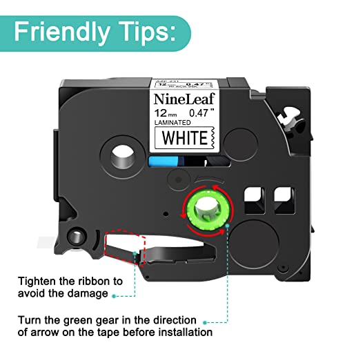 NineLeaf 2PK 12mm 1/2'' Label Tape Replacement Compatible for Brother P-Touch TZe-231 TZe 231 TZ231 TZ-231 PTH110 PT-D200 PTD600 PT-D400 Label Maker Standard Laminated Black on White Labeling Refills