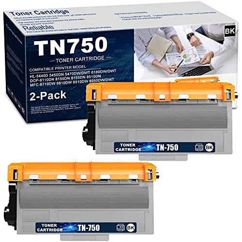 Neoa (2-PK,Black) TN750 TN-750 High Yield Compatible Toner Cartridge Replacement for Brother HL-5470DW/DWT 6180DW/DWT DCP-8155DN 8510DN MFC-8910DW 8950DW/DWT Printer TonerCartridge, Sold by NEODAYNET