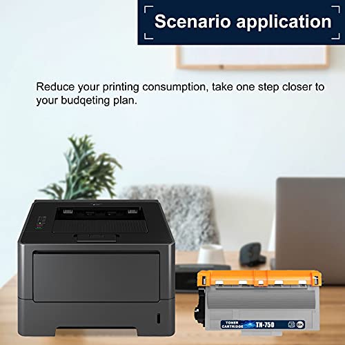 Neoa (2-PK,Black) TN750 TN-750 High Yield Compatible Toner Cartridge Replacement for Brother HL-5470DW/DWT 6180DW/DWT DCP-8155DN 8510DN MFC-8910DW 8950DW/DWT Printer TonerCartridge, Sold by NEODAYNET