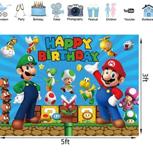 REAGTUGHT Adventure Video Game Photo Backgrounds for Children Boys 5x3ft Happy Birthday Theme Photography Backdrops Party Decor Supplies Kids Shoot Props Cake Table Decor