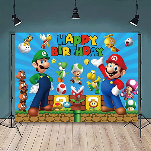 REAGTUGHT Adventure Video Game Photo Backgrounds for Children Boys 5x3ft Happy Birthday Theme Photography Backdrops Party Decor Supplies Kids Shoot Props Cake Table Decor