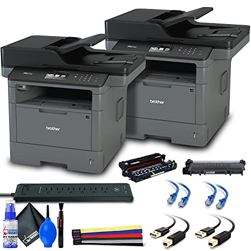 Electronics Basket-Brother MFC-L5900DW All-in-One Monochrome Laser Printer (MFC-L5900DW) + Surge Protector 2 x Network Cable Ties Deluxe Cleaning Kit High Speed USB - Pack