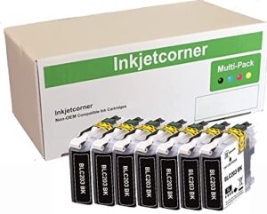 inkjetcorner compatible ink cartridges replacement for lc203 xl lc203bk for use with mfc-j460dw mfc-j480dw mfc-j485dw mfc-j680dw mfc-j880dw mfc-j885dw (black, 7-pack)
