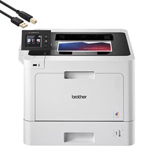 brother hl-l8360cdw wireless color laser printer for business, cloud printing, mobile printing, up to 33ppm, 2.7″ color touchscreen lcd, auto 2-sided printing, ethernet, white, broage printer cable