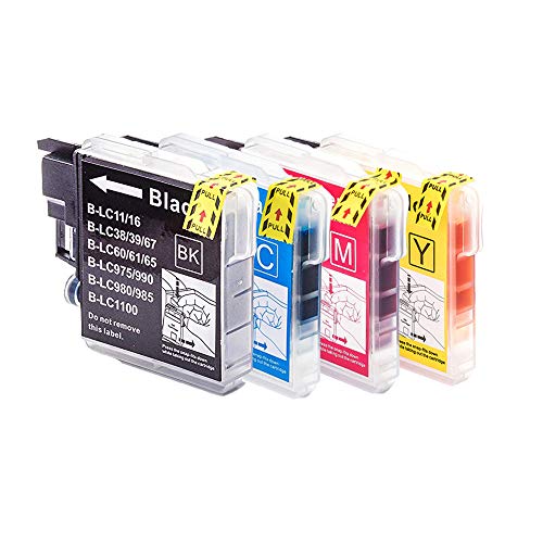 HGZ 5 Pack Compatible Ink Cartridge Replacement for Brother LC-11 LC-16 LC-38 LC-61 LC-65 DCP-585CW DCP-595CN DCP-J715W DCP-6690CN DCP-6690CW Inkjet Printer (2 Black,1 Cyan,1 Magenta,1 Yellow)