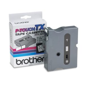 genuine brother 3/4″ (18mm) black on white tx p-touch tape for brother pt-8000, pt8000 label maker