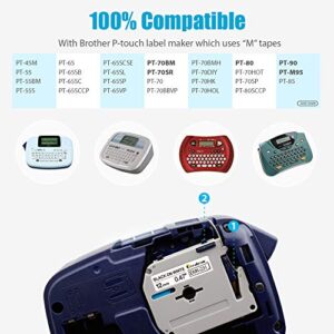 Compatible with Brother Label Maker Tape MK-131 MK-231 Ptouch M Label Tape 12mm 0.47'' for PT-M95 PT-80 PT70BM PT-65, 12mm x 8m, 9 Pack