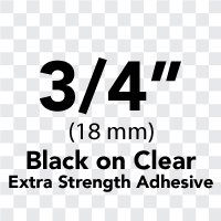 Brother 1" (24mm) Black Print on Clear Extra Strength Adhesive P-touch Tape for Brother PT-2600, PT2600 Label Maker