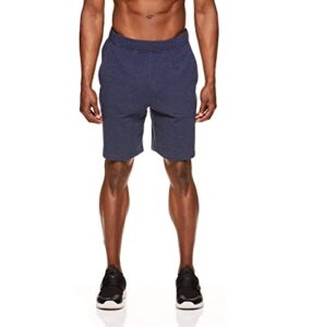 gaiam men’s french terry yoga shorts – athletic gym and running sweat short with pockets – synergy navy heather, x-large