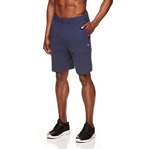 Gaiam Men's French Terry Yoga Shorts - Athletic Gym and Running Sweat Short with Pockets - Synergy Navy Heather, X-Large