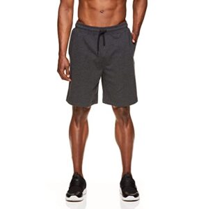 gaiam men’s french terry yoga shorts – athletic gym and running sweat short with pockets – savasana black heather, x-large